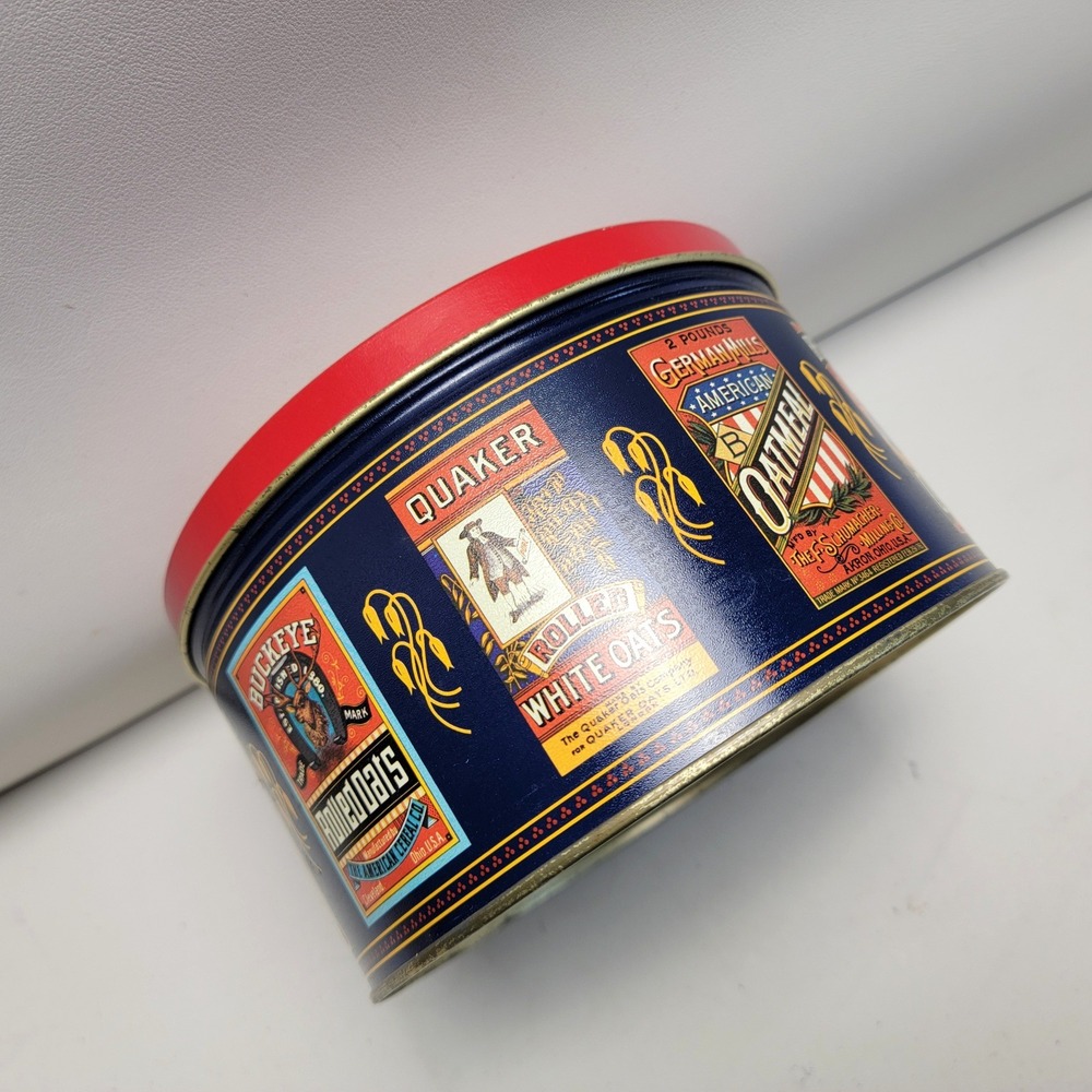 Vintage 1982 Quaker Oats Heritage Cookie Tin Limited Edition Round Container - Picture 4 of 12